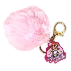 Britney Spears Pink Pom Pom Gold Keychain